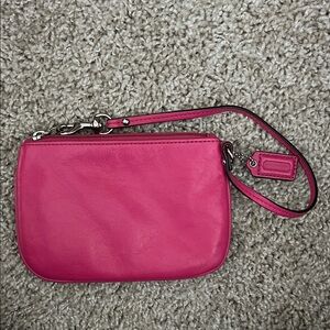 Coach Pink Leather Wristlet